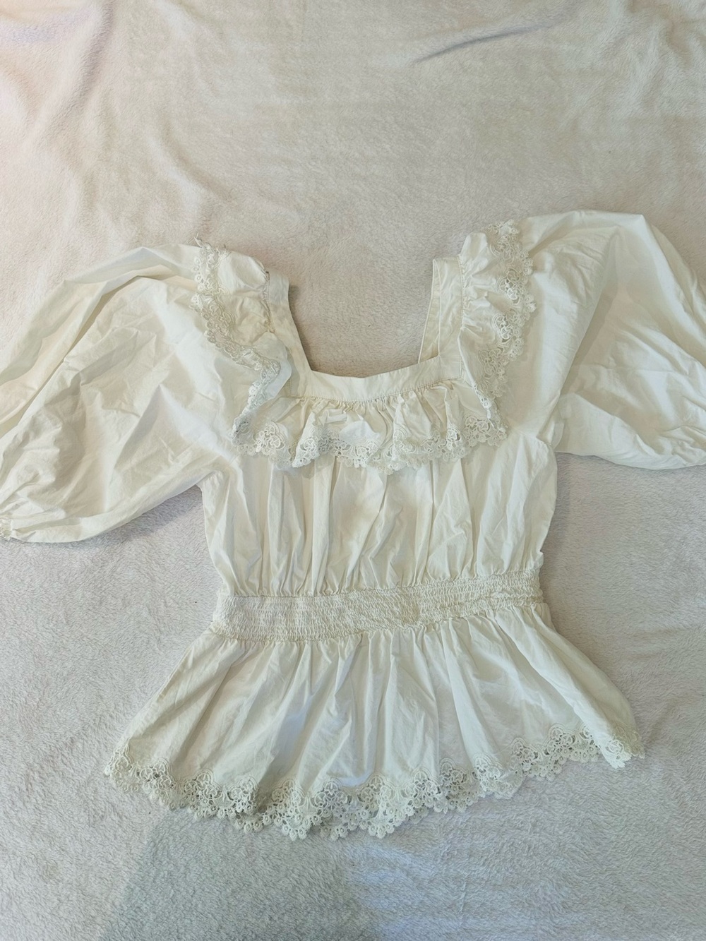Maeve - women’s M - white lace peplum blouse